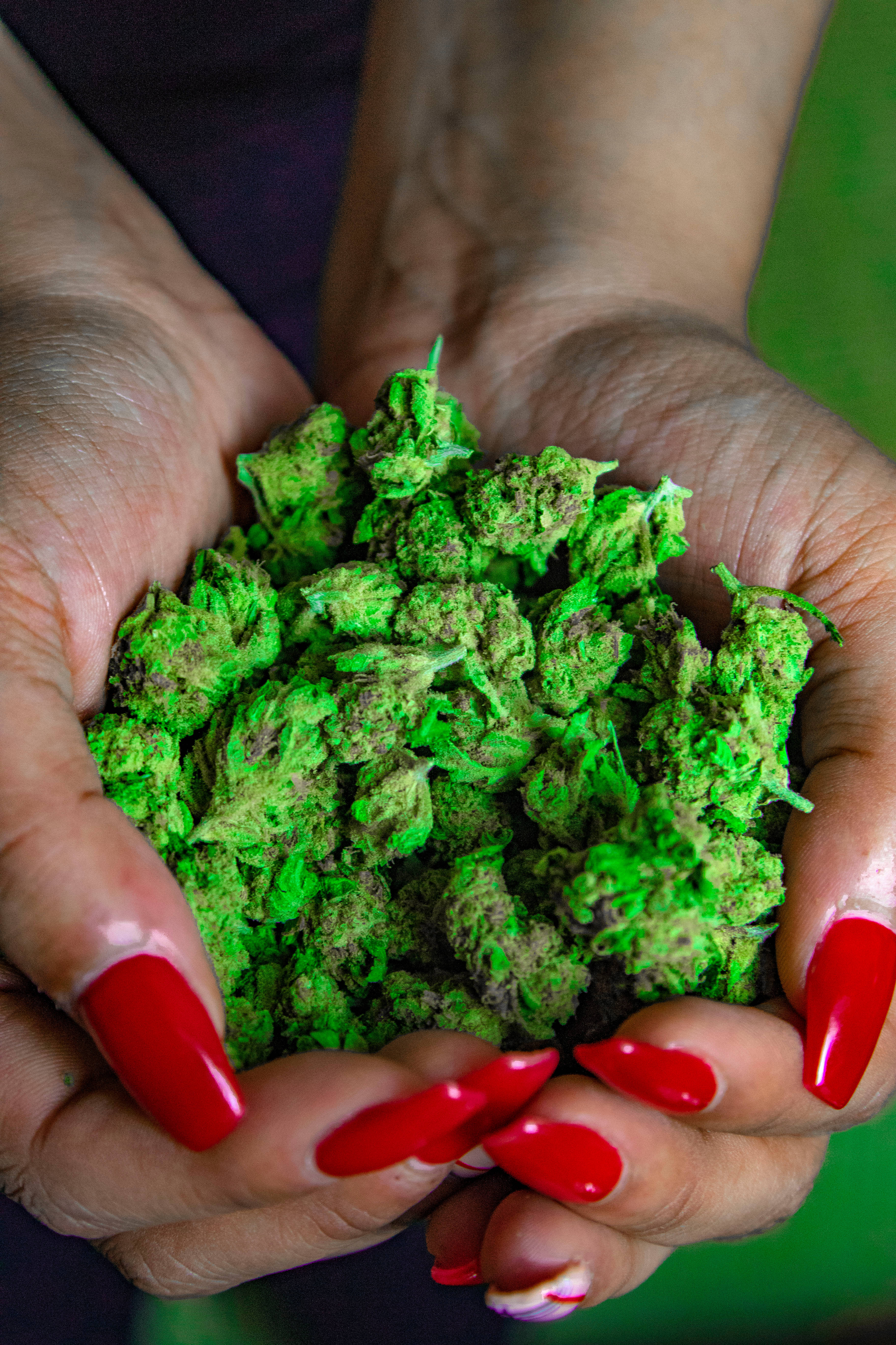 neon green weed buds, bright green weed buds, vibrant green cannabis bud, 5K Phone Wallpaper
