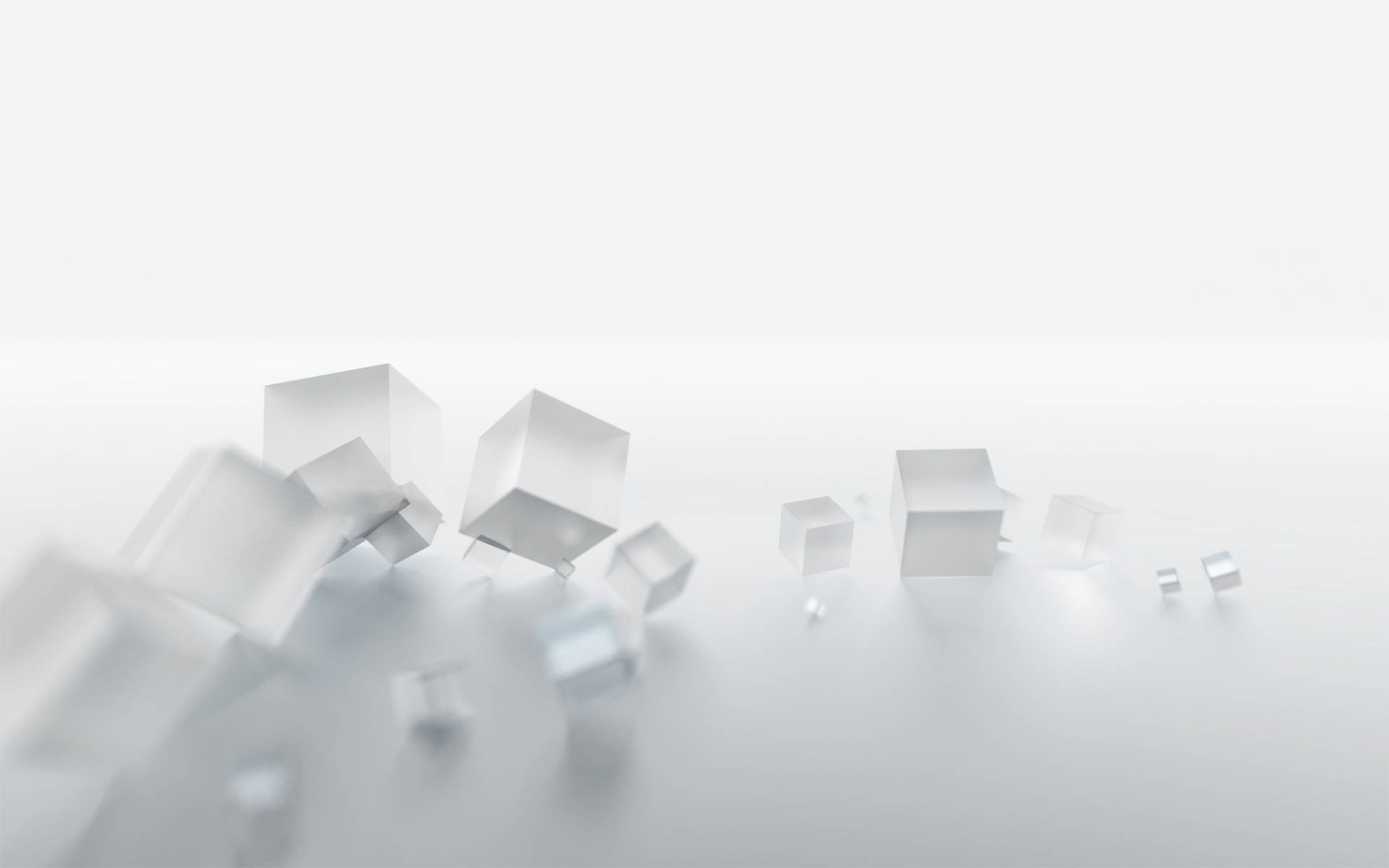 Cool White, translucent white cubes, minimalist gradient background, Full HD Desktop Wallpaper