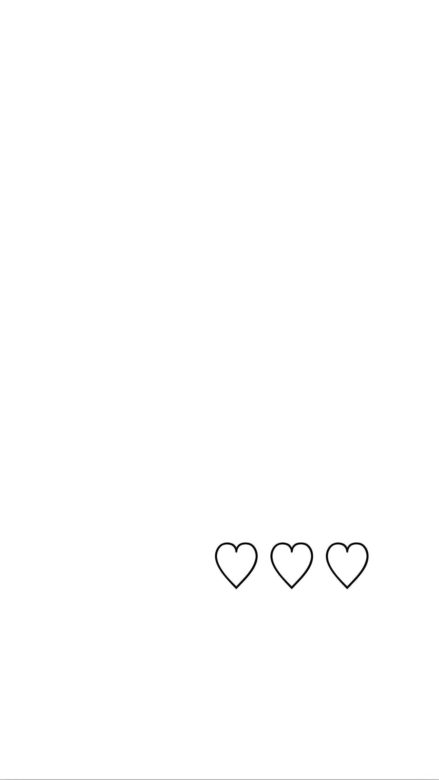 three hearts, minimalist outlined hearts, white canvas, 2K Phone Wallpaper