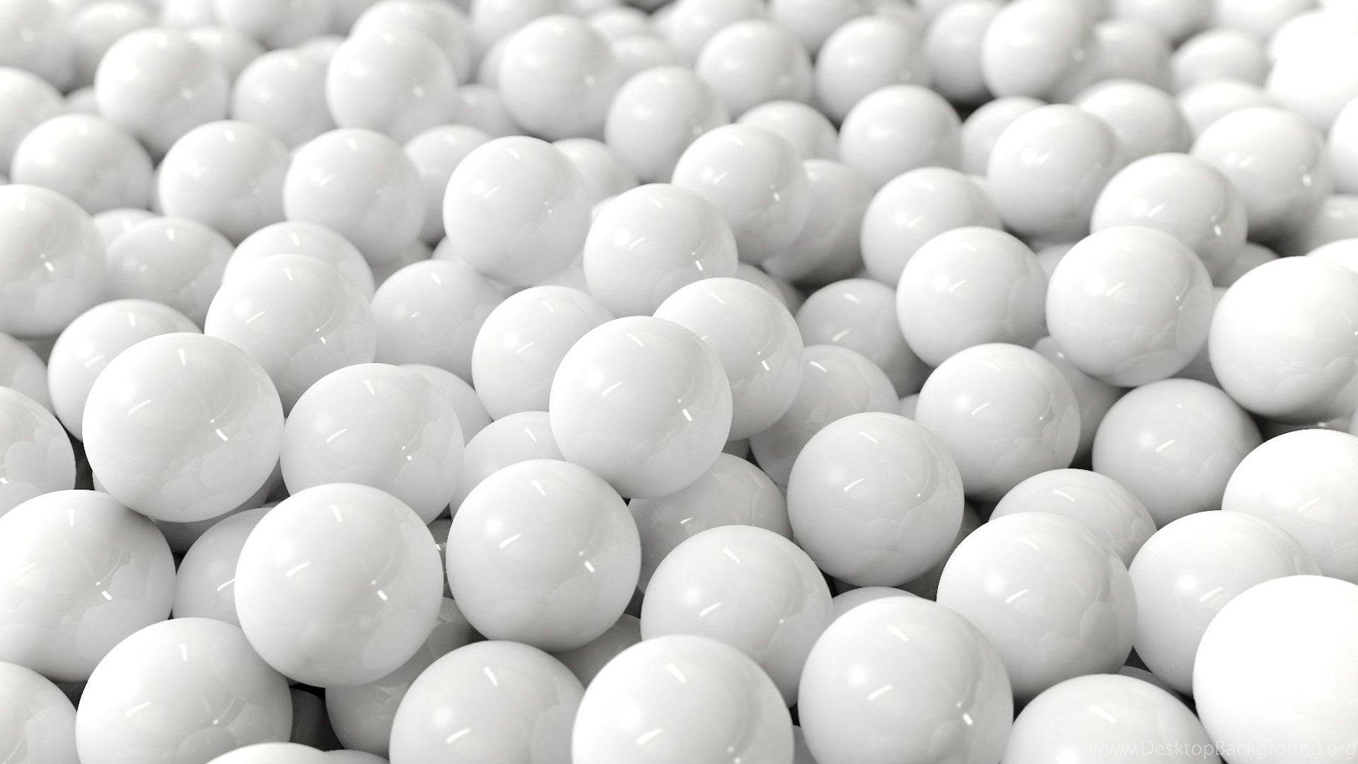 Cool White Balls, glossy white spheres, soft light, Full HD Desktop Wallpaper