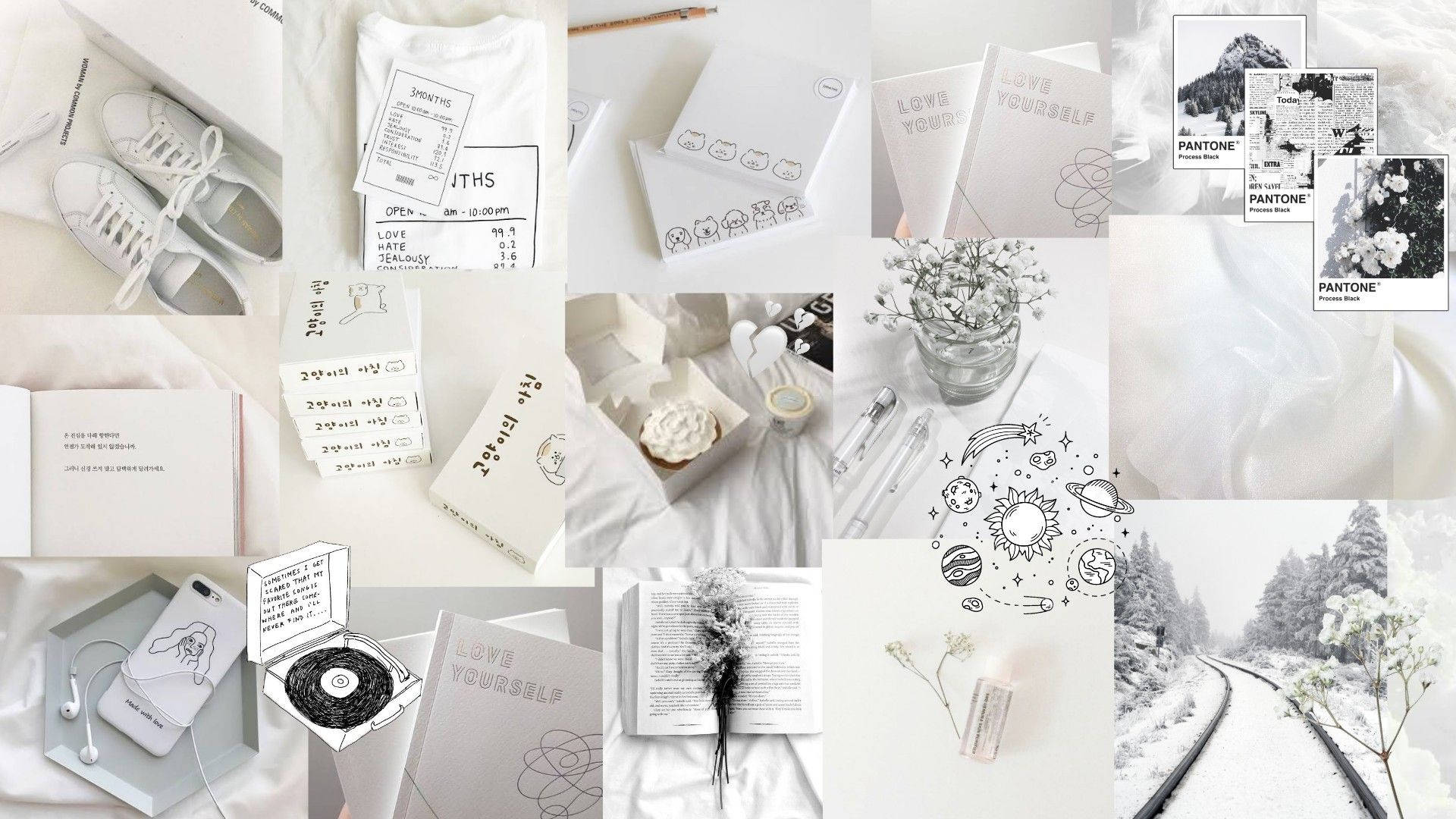 white luxury, collage, doodles, Full HD Desktop Wallpaper