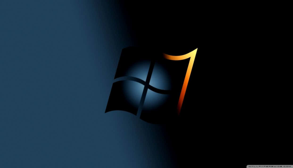 Windows 7 logo, blue and orange light, dark gradient background, SD Desktop Wallpaper