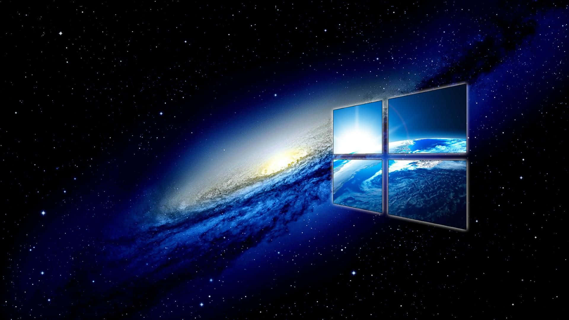 Windows logo, Earth, vibrant blue spiral galaxy, HD Desktop Wallpaper