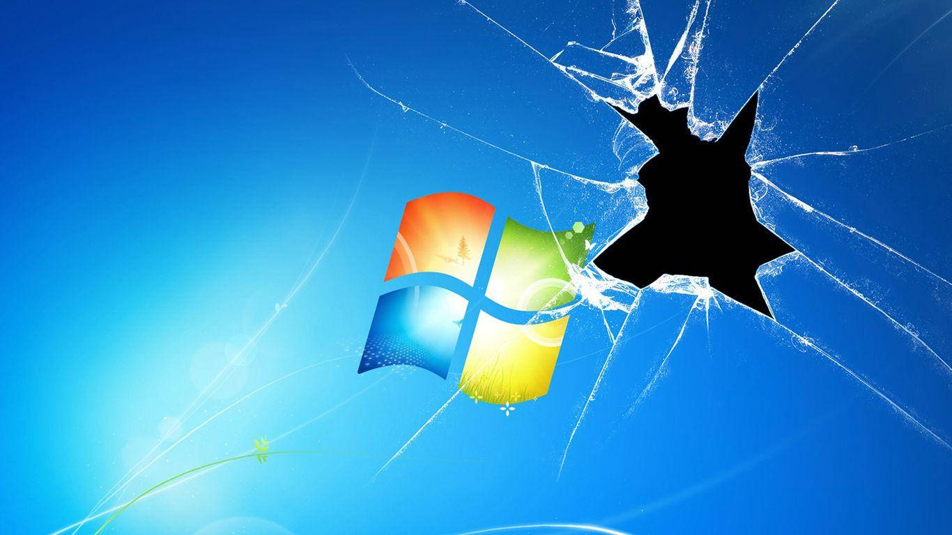 cracked windows screen, Windows logo, black hole, HD Desktop Wallpaper