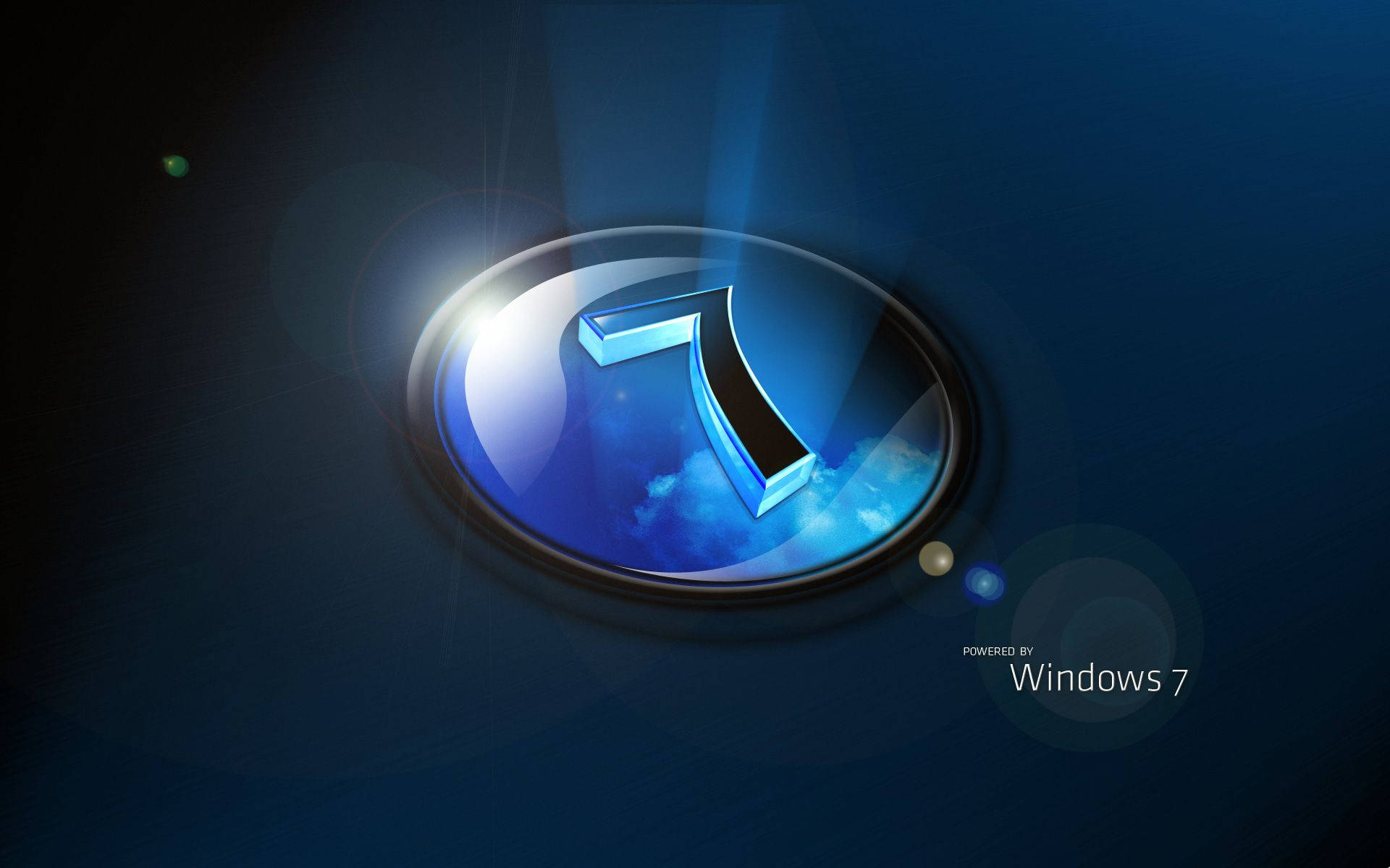Windows 7, glowing blue, lens flares, Full HD Desktop Wallpaper