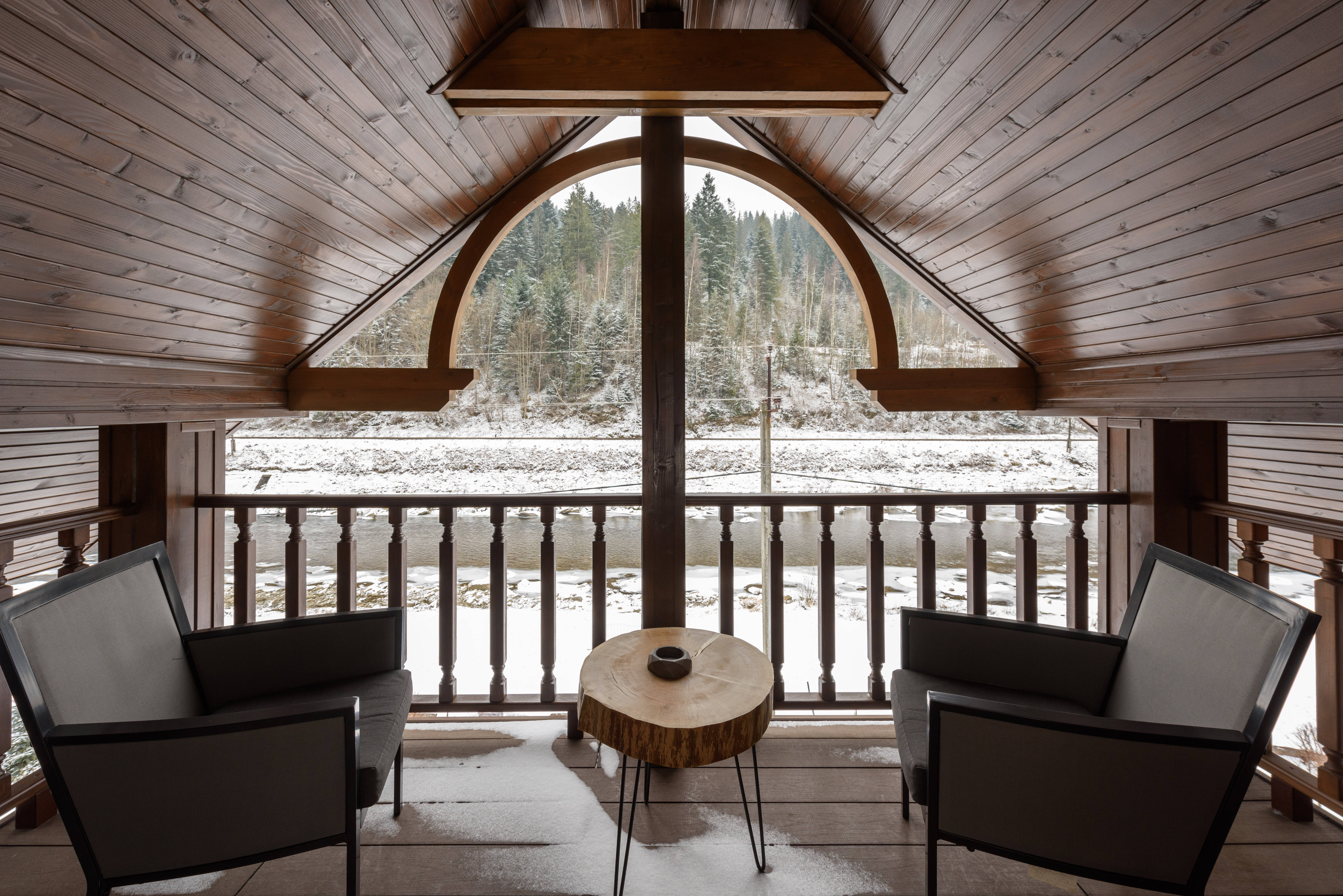 Cool Winter, attic, wooden balcony, 5K Desktop Wallpaper