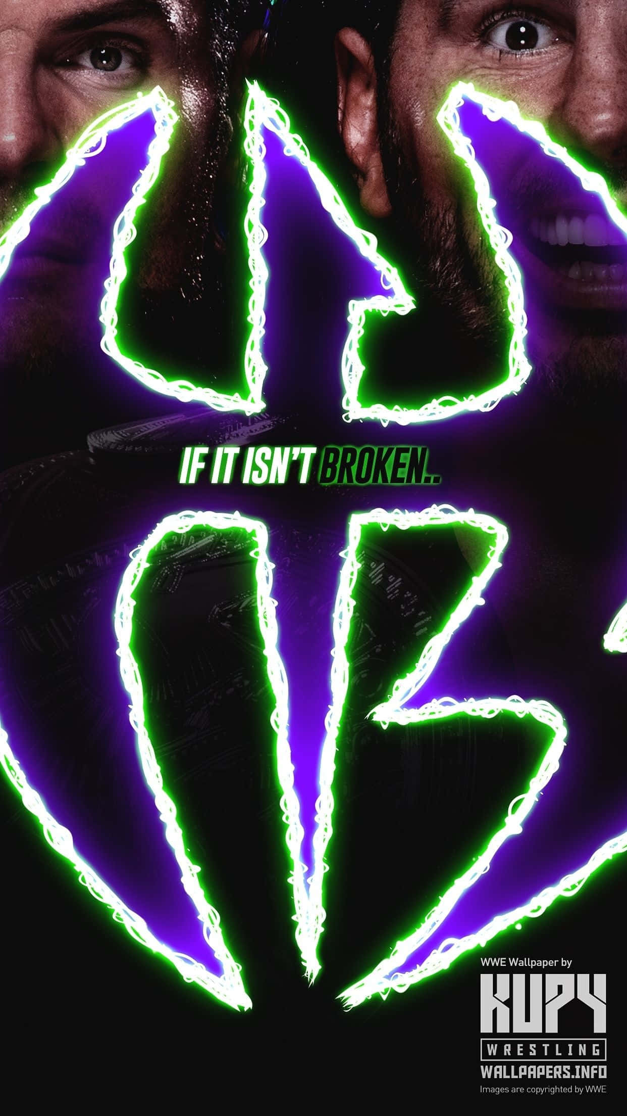 WWE, neon green, purple, Full HD Phone Wallpaper