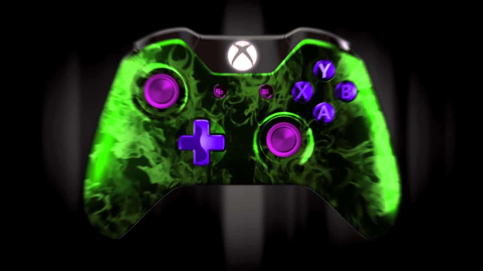 Cool Xbox, glowing green, purple buttons, Full HD Desktop Wallpaper