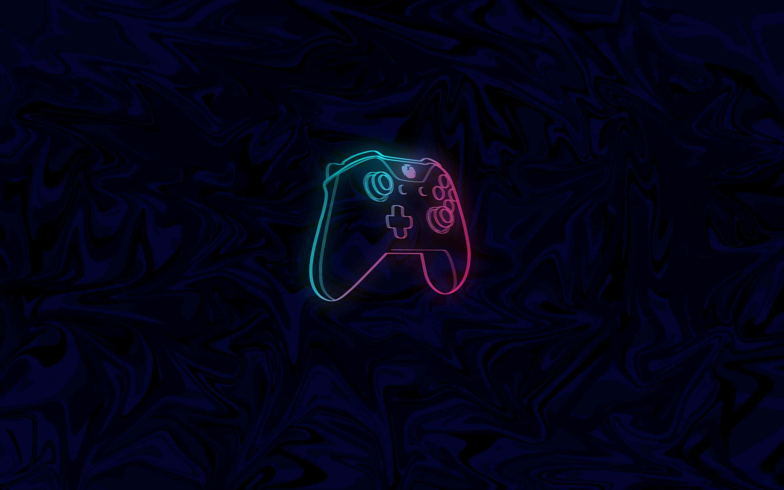 Cool Xbox, neon outline, video game controller, 2K Desktop Wallpaper