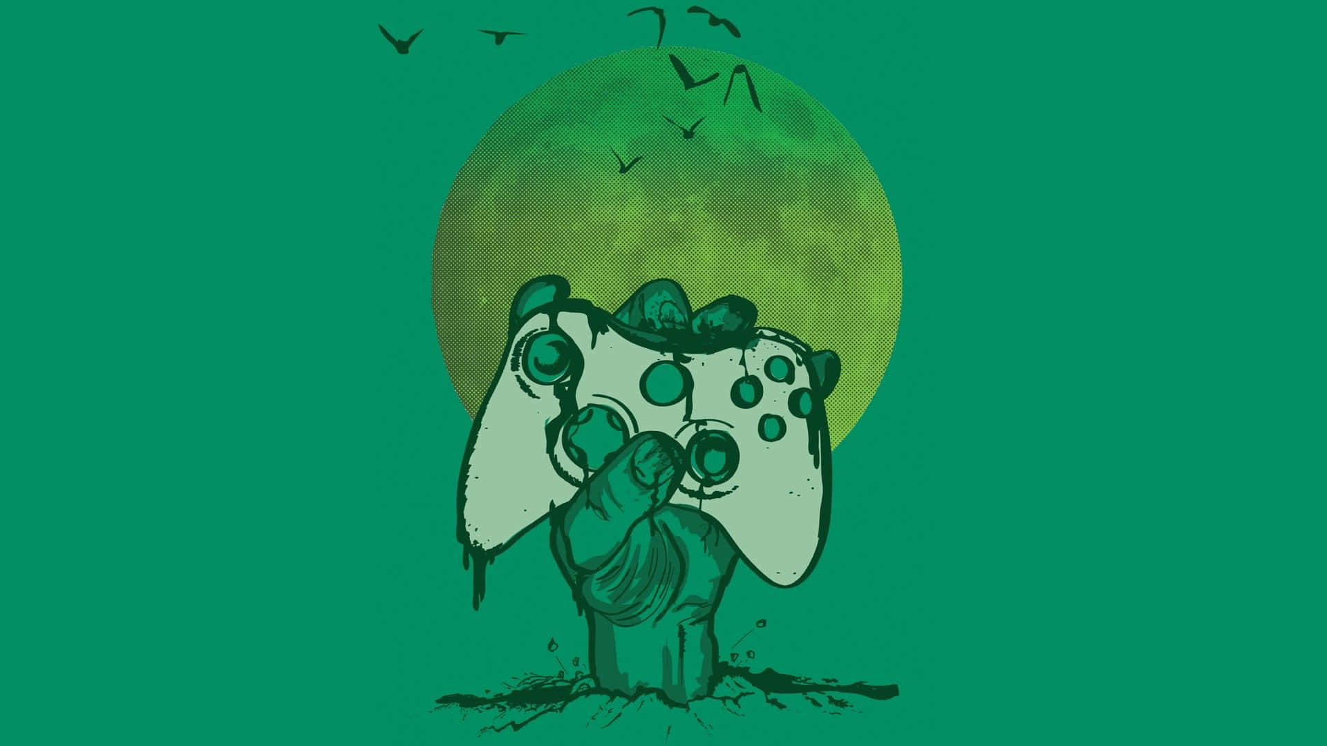 Cool Xbox, game controller, green moon, Full HD Desktop Wallpaper