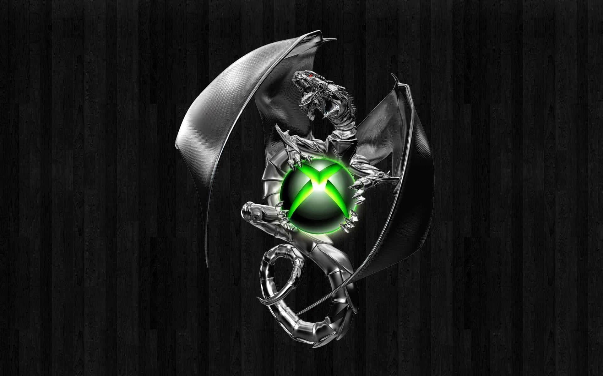 Cool Xbox, metallic dragon, glowing green Xbox logo, Full HD Desktop Wallpaper