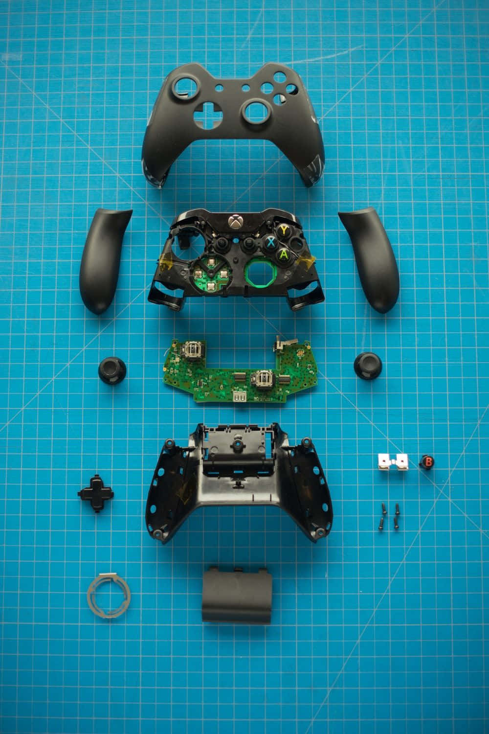 Xbox, controller, blue grid mat, HD Phone Wallpaper