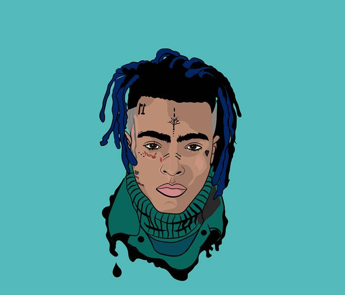 Cool Xxxtentacion, blue dreadlocks, tattoos, SD Desktop Wallpaper