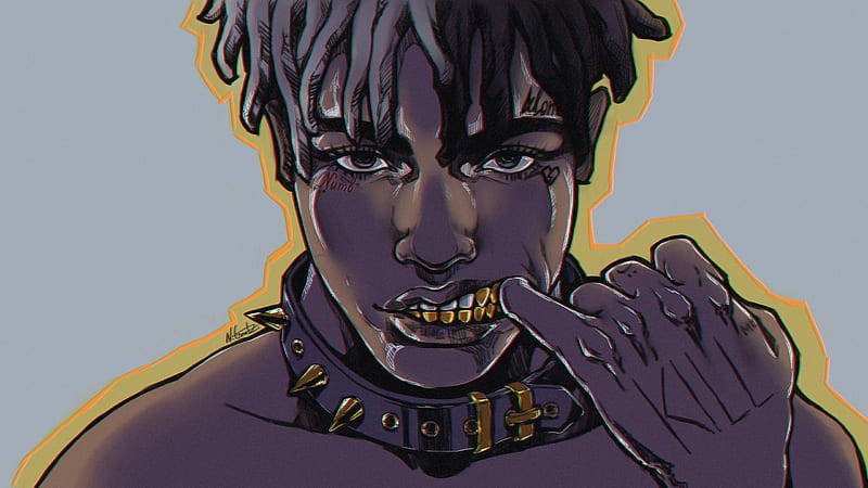 Cool Xxxtentacion, golden teeth, dark skin, SD Desktop Wallpaper