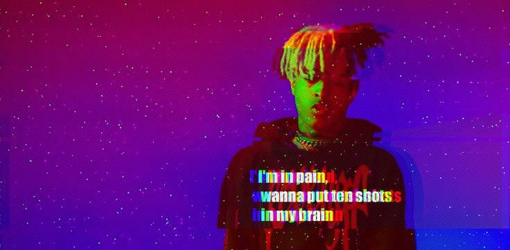 Retro Purple Cool Xxxtentacion, colorful dreadlocks, vibrant purple and blue starry background, SD Desktop Wallpaper