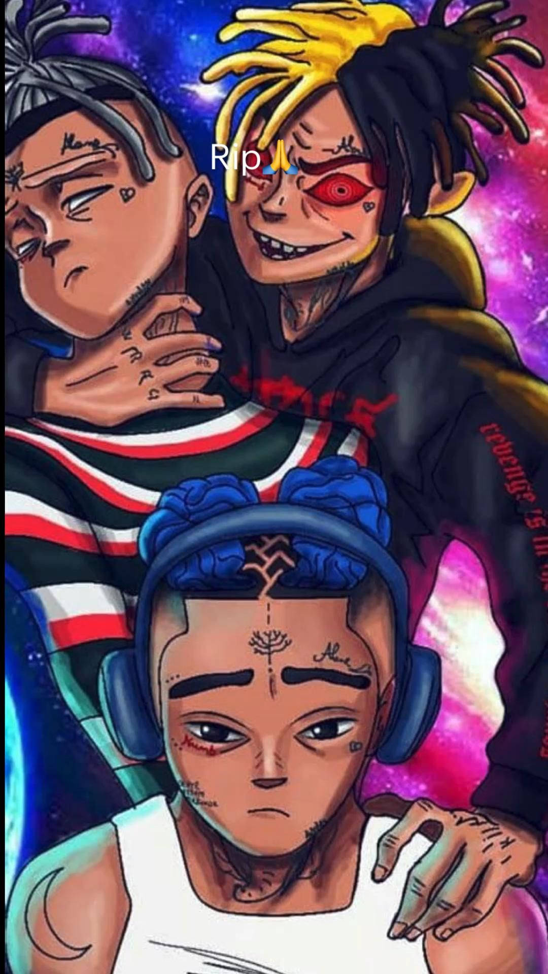 Cool Xxxtentacion, anime characters, tattoos, Full HD Phone Wallpaper