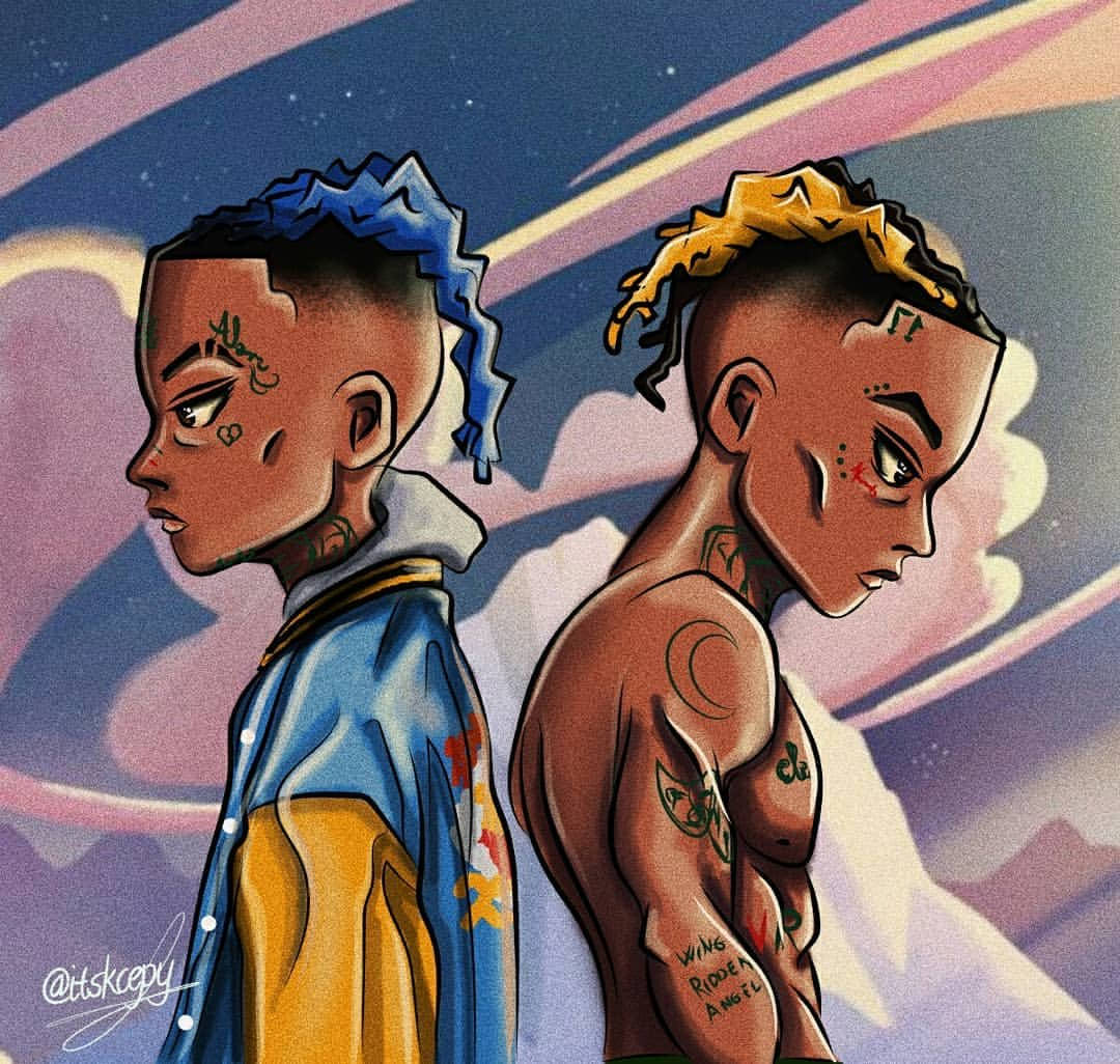 Cool Xxxtentacion, vibrant blue hair, yellow hair, SD Desktop Wallpaper