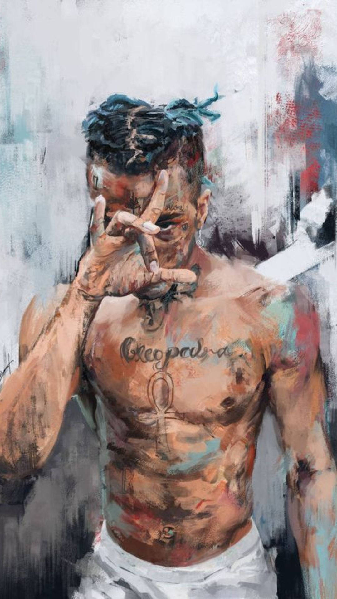 Cool Xxxtentacion, blue hair, tattoos, Full HD Phone Wallpaper