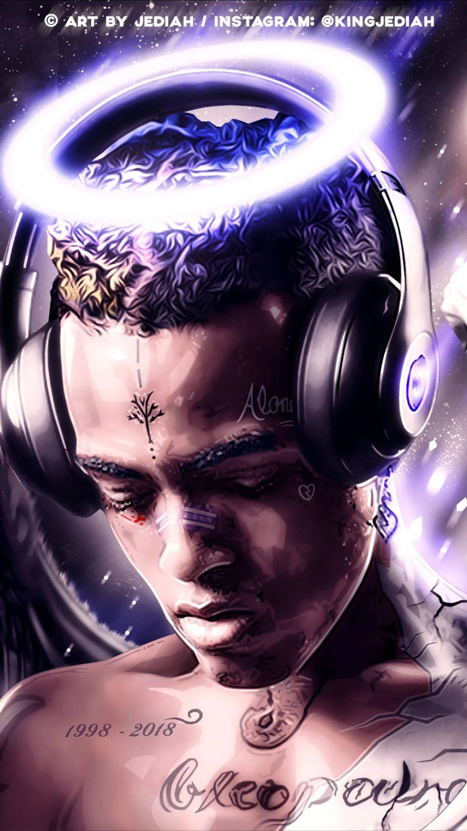 Xxxtentacion, halo, headphones, 2K Phone Wallpaper