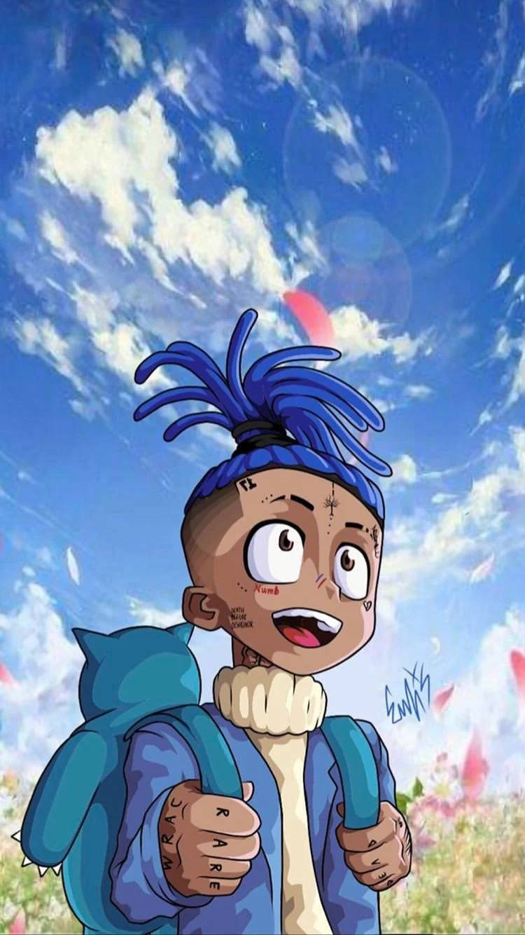 Xxxtentacion, blue dreadlocks, tattoos, HD Phone Wallpaper