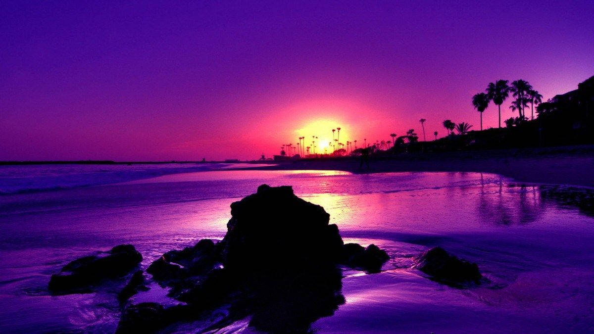 purple sky, vibrant purple, pink sunset, SD Desktop Wallpaper