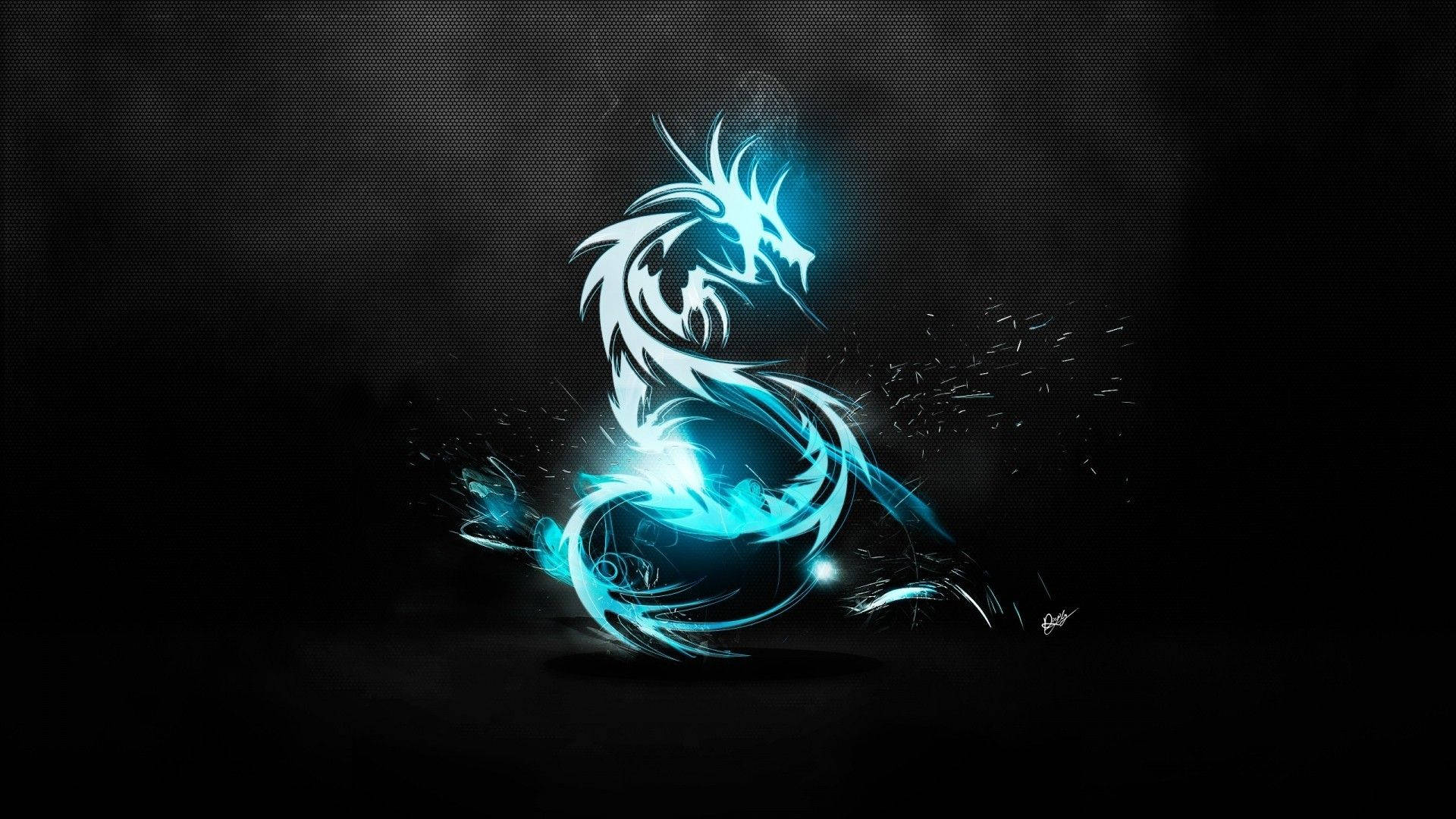 neon dragon, glowing blue dragon, electric sparks, Full HD Desktop Wallpaper