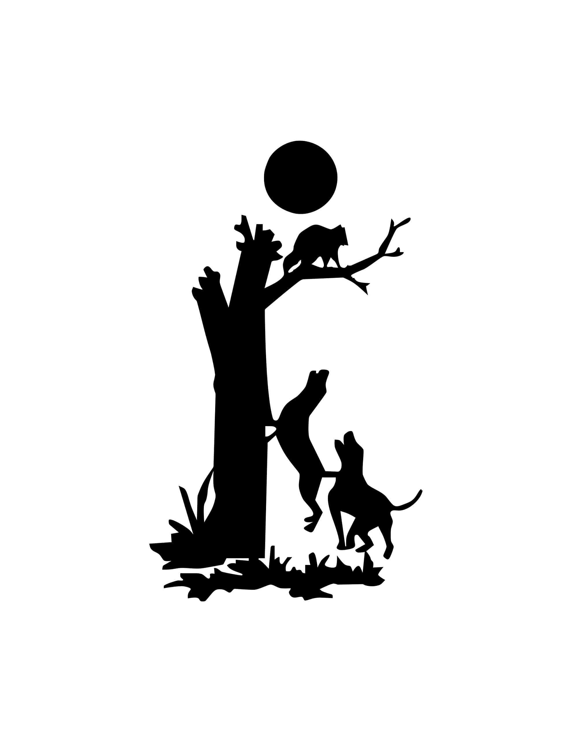 Coon Hunting, silhouette, full moon, 2K Phone Wallpaper