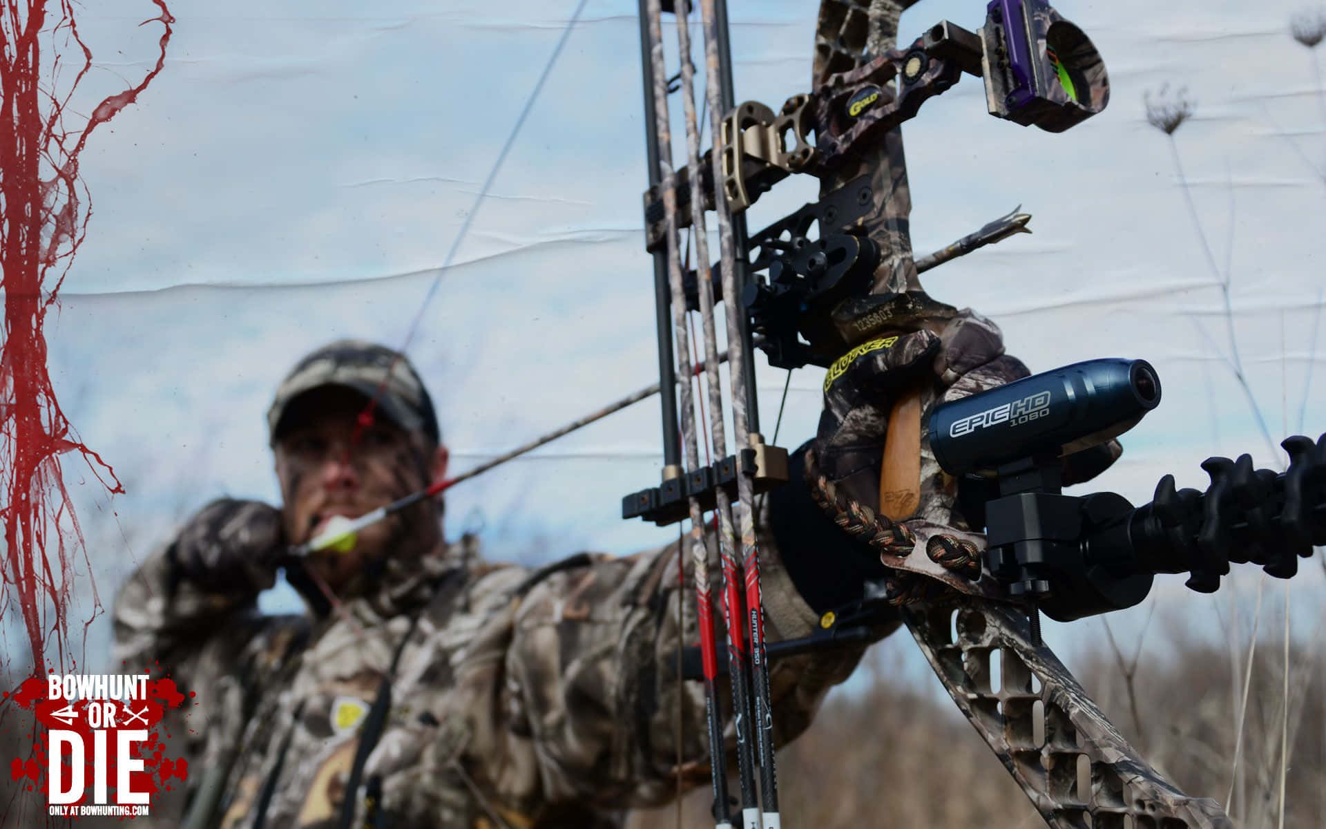 Coon Hunting, compound bow, camouflage, Full HD Desktop Wallpaper