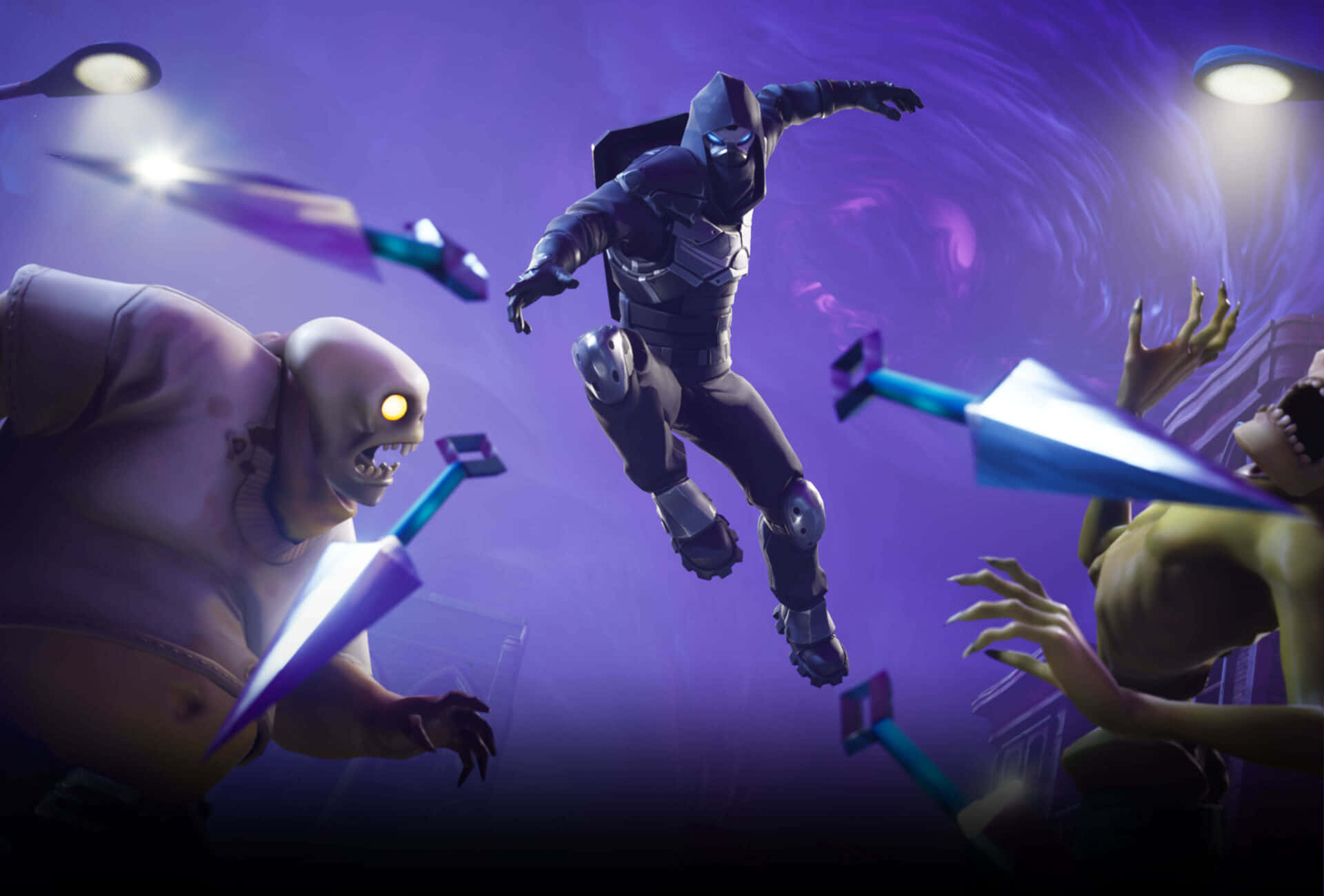 Cooperative Gameplay, dark-clad warrior, purple vortex, Full HD Desktop Wallpaper