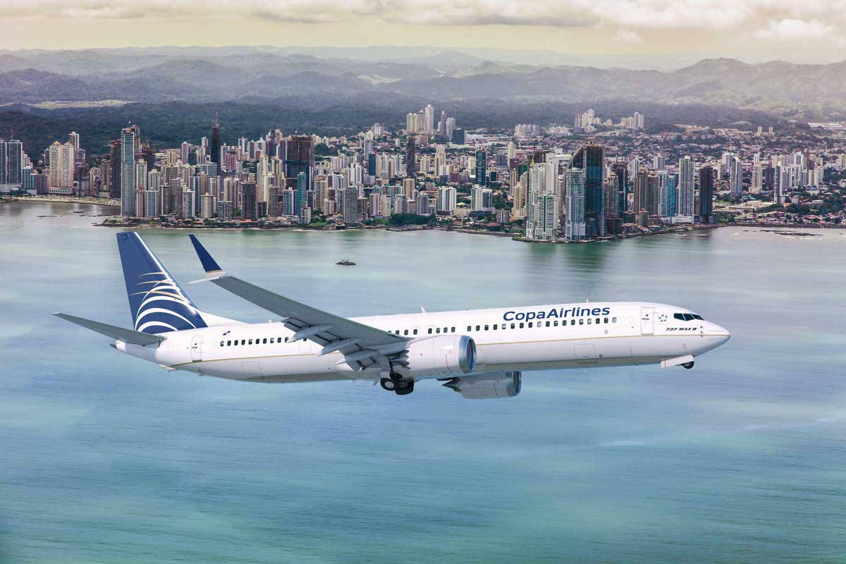 Copa Airlines, jet, city buildings, SD Desktop Wallpaper
