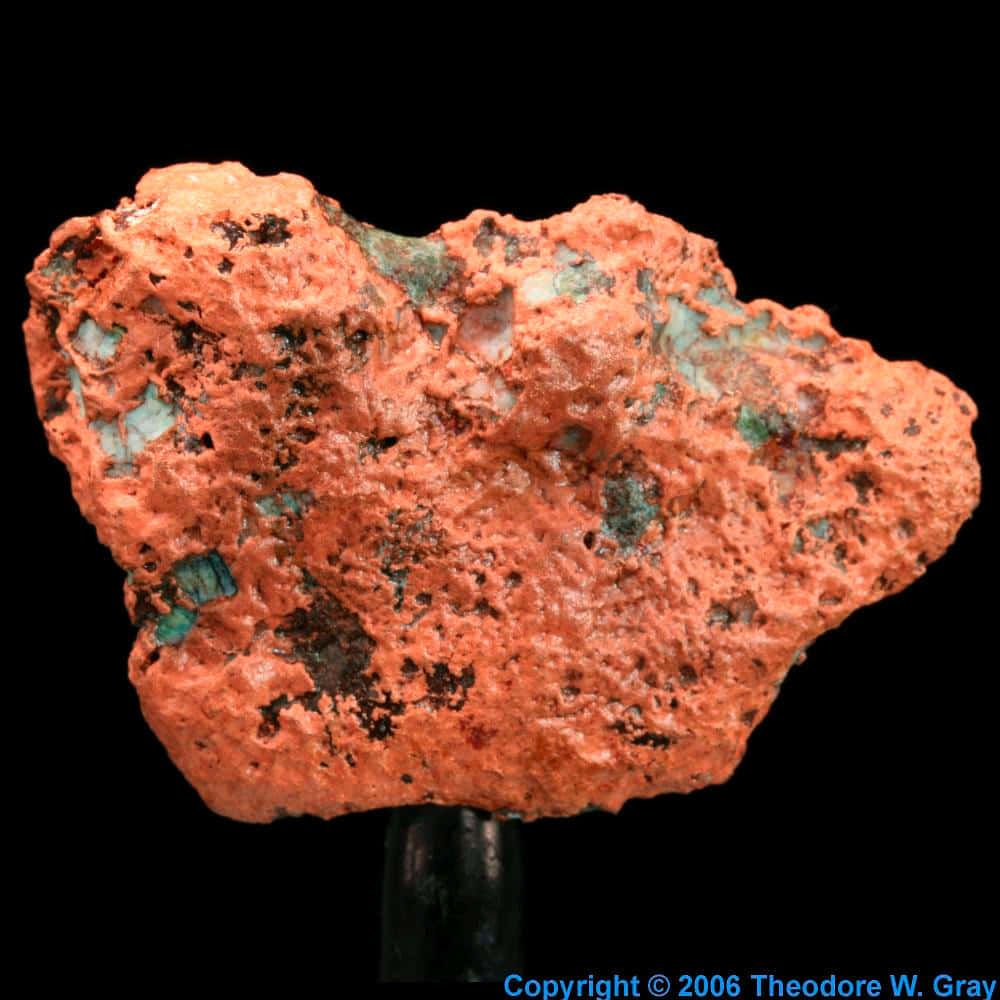 copper ore specimen, orange-red mineral, turquoise inclusions, SD Desktop Wallpaper