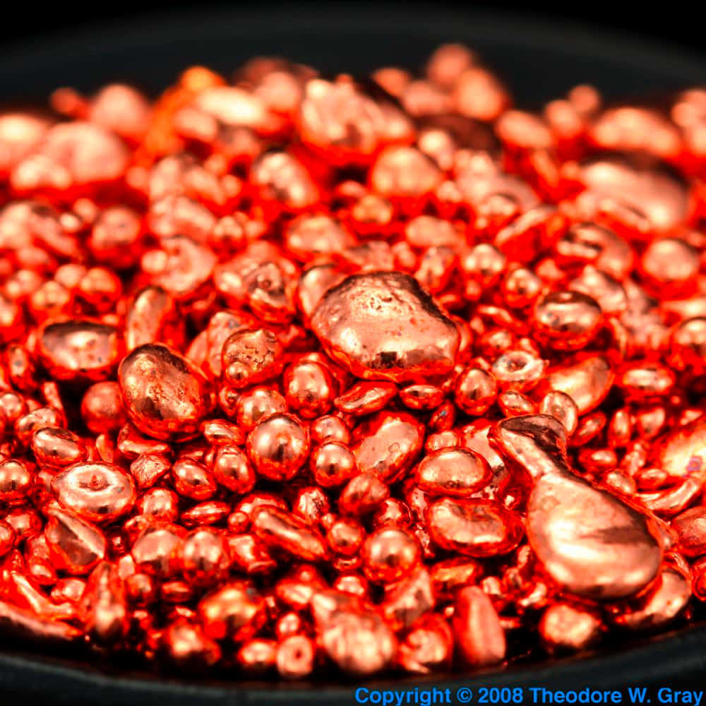 shiny copper, copper nuggets, dark bowl, SD Desktop Wallpaper