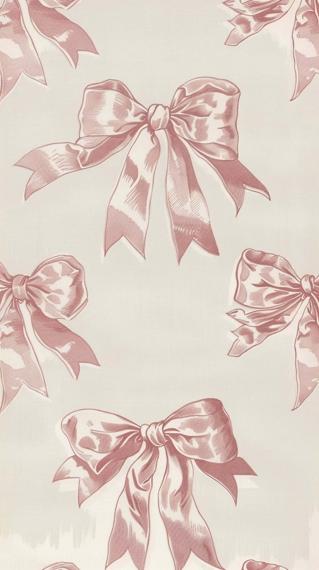 elegant pink bow, satin sheen, soft cream background, Full HD Phone Wallpaper