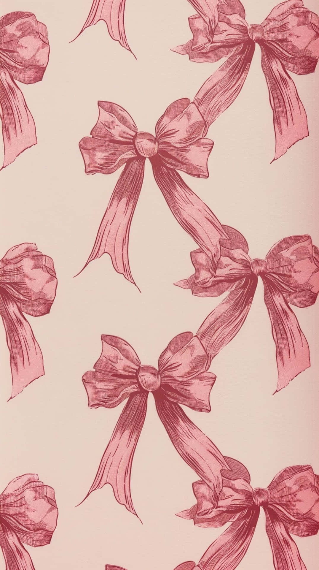 elegant pink bow pattern, pink bows, soft beige background, Full HD Phone Wallpaper