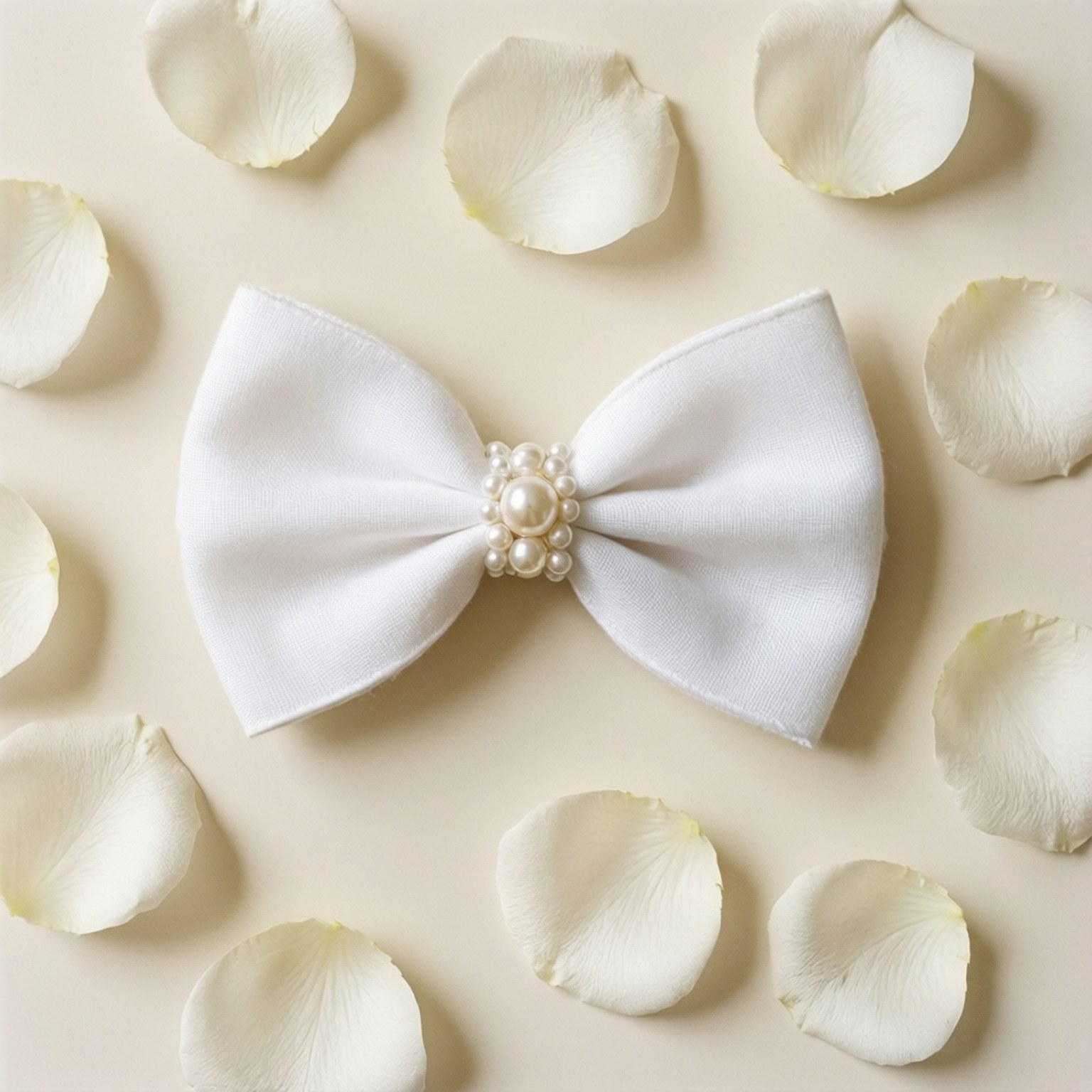 white pearl coquette bow, pearl cluster, cream rose petals, HD Desktop Wallpaper