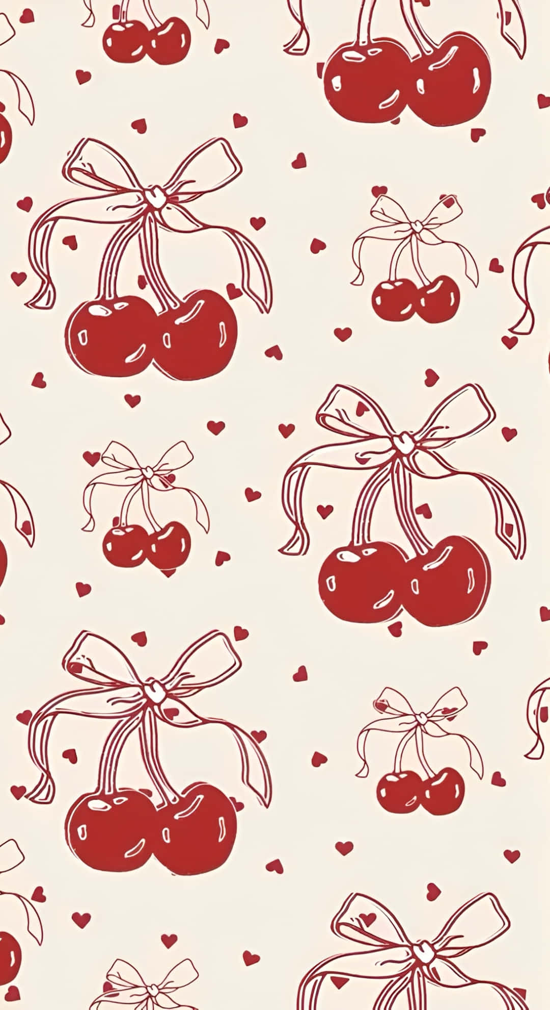 Coquette Cherry, red cherries, bows, Full HD Phone Wallpaper