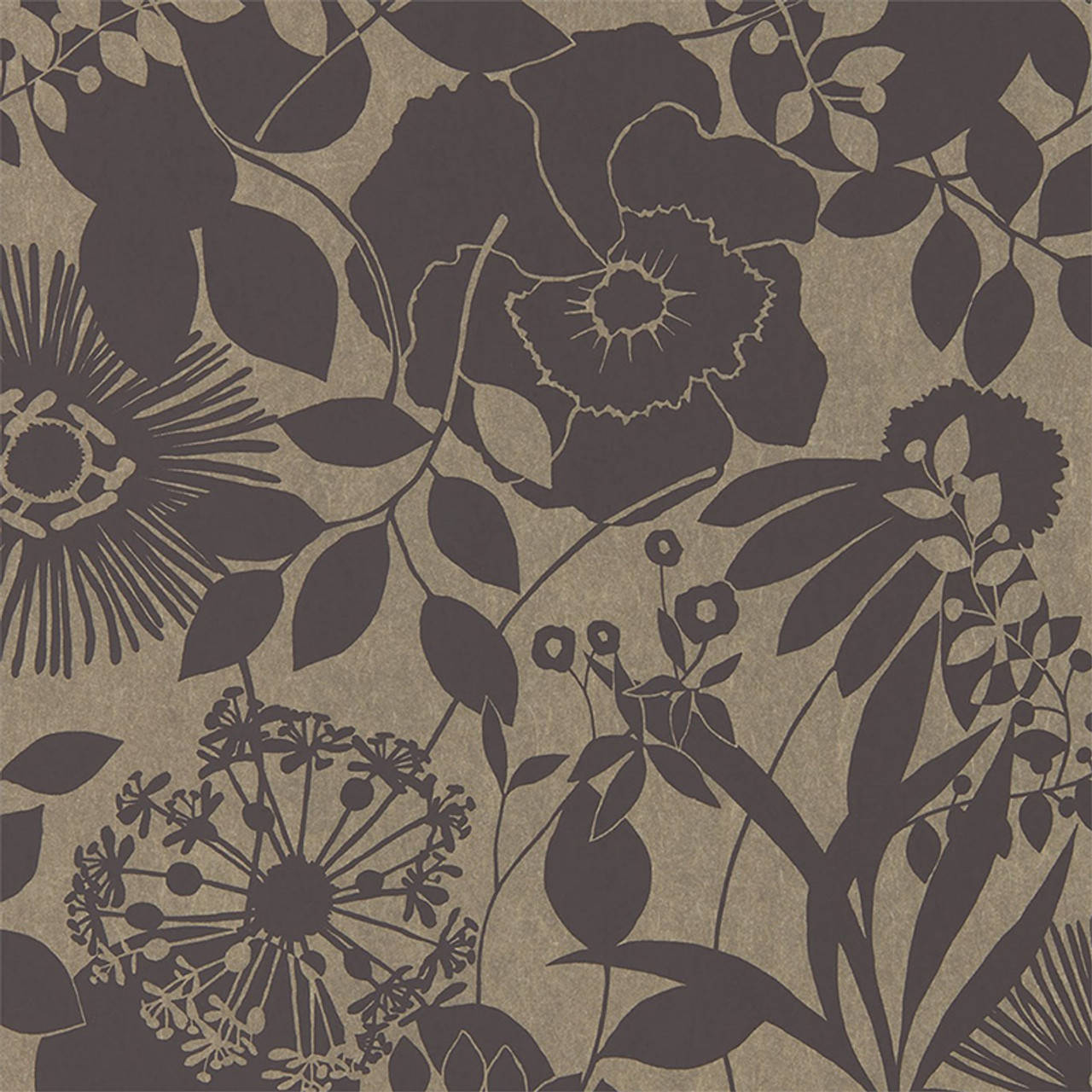 Coquette, Brown Flowers Silhouettes, textured beige background, HD Desktop Wallpaper
