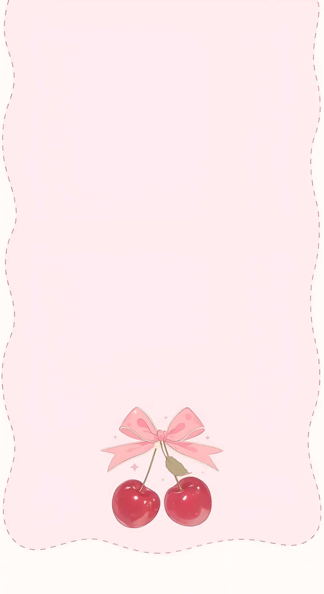 Coquette Cherry, glossy red cherries, pink bow, Full HD Phone Wallpaper