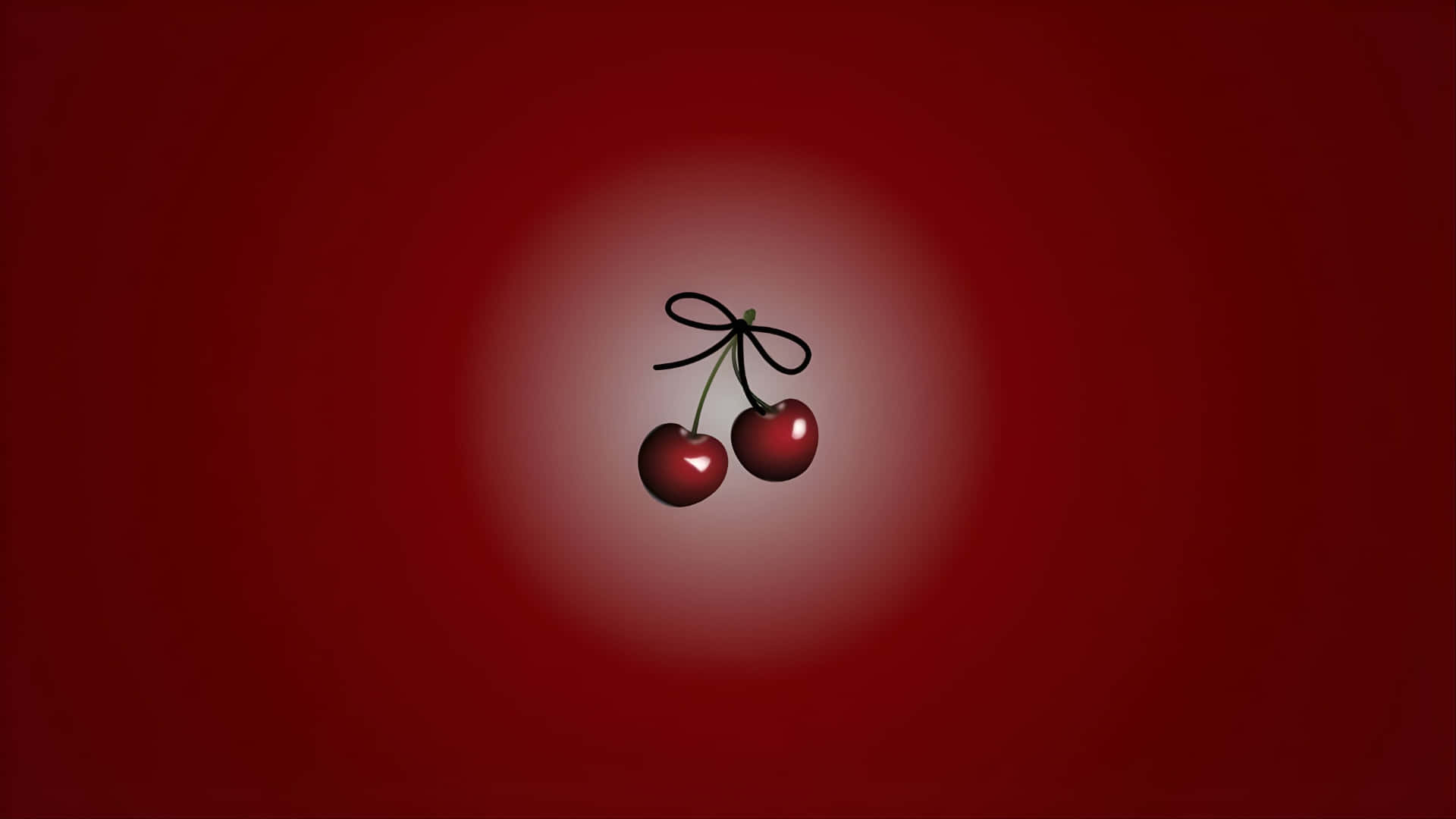 Coquette Cherry, glossy red cherries, black bow, Full HD Desktop Wallpaper