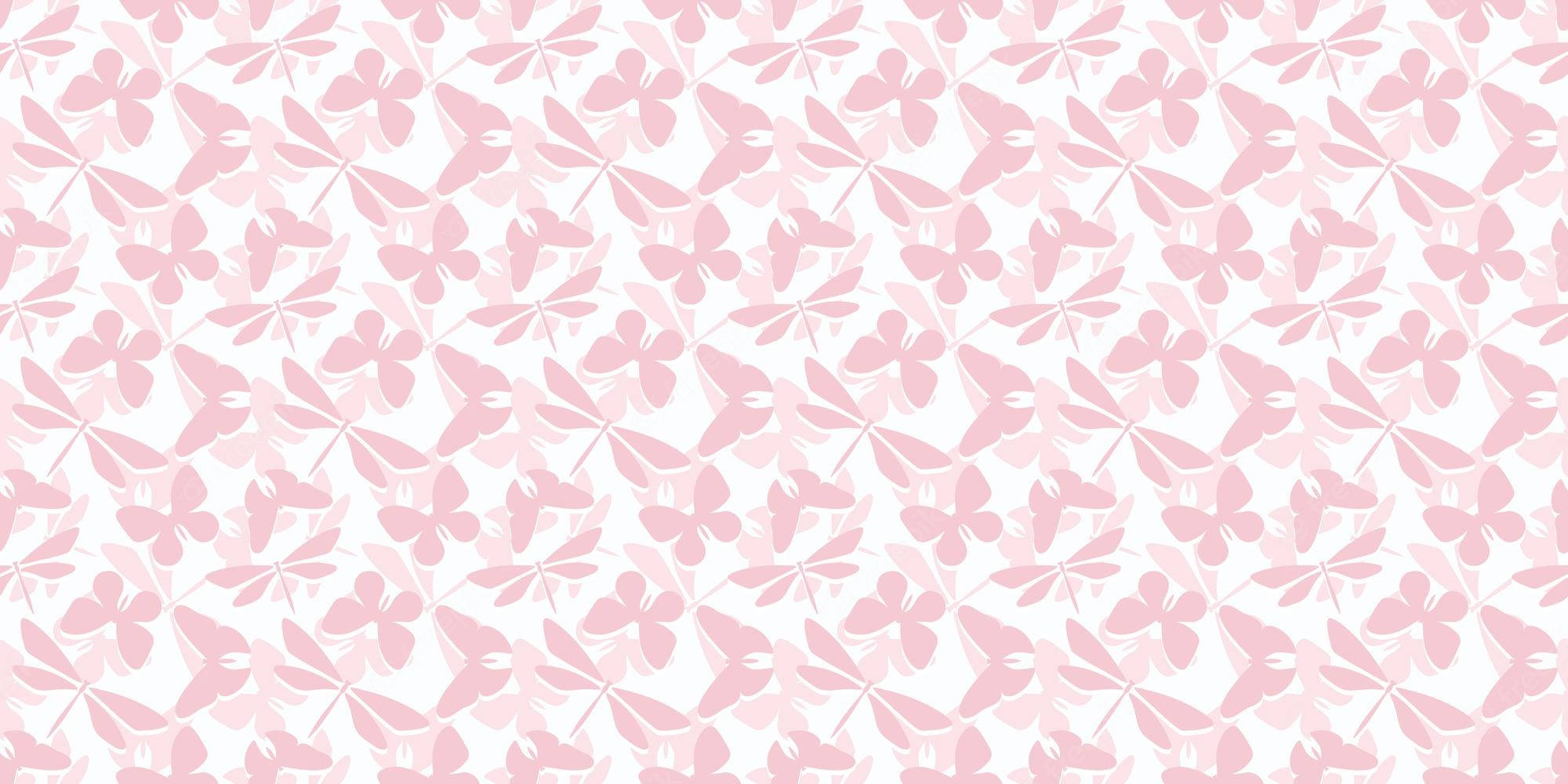 Coquette, pink dragonfly pattern, white background, Full HD Desktop Wallpaper