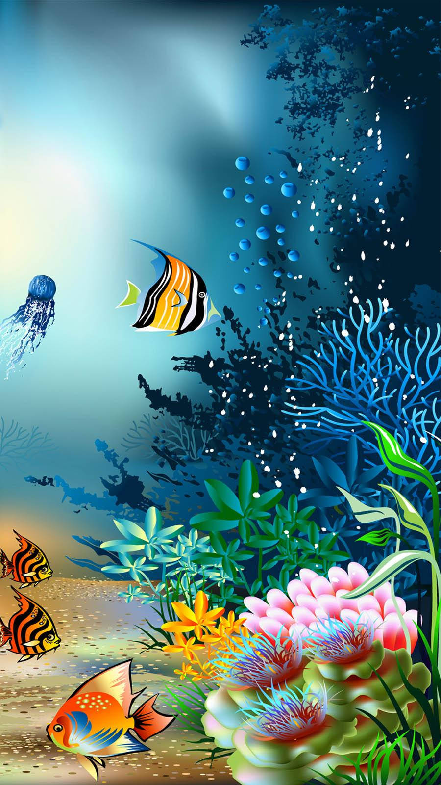 Coral Reef, tropical fish, glowing coral, HD Phone Wallpaper