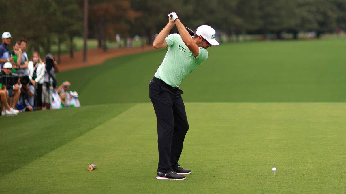 Corey Conners, green shirt, golf course, SD Desktop Wallpaper
