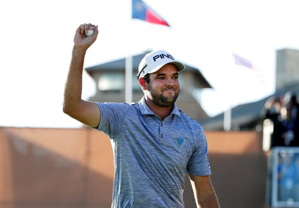 Corey Conners, golf ball, white cap, SD Desktop Wallpaper