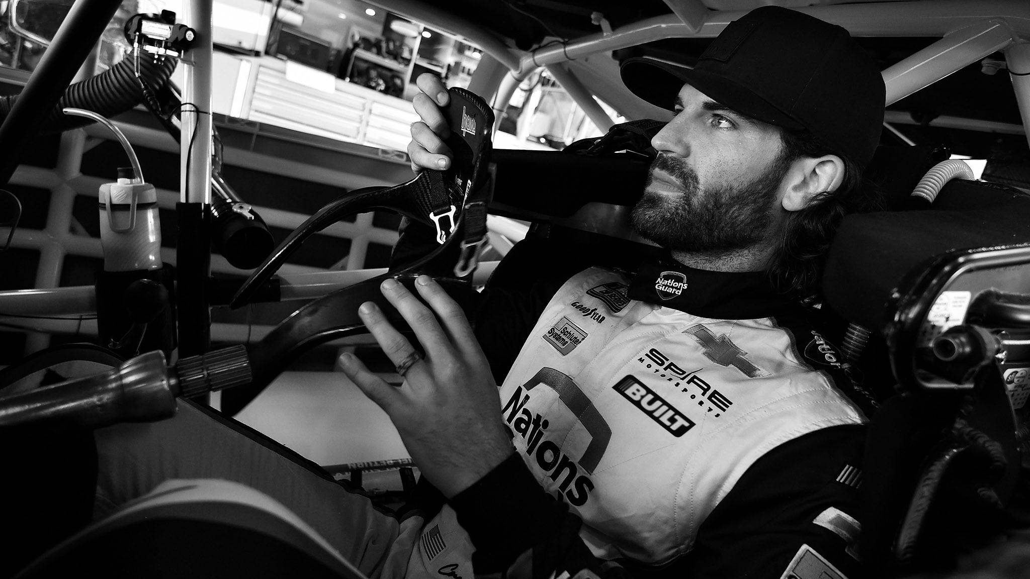 Corey Lajoie, black and white monochrome, cockpit, Full HD Desktop Wallpaper