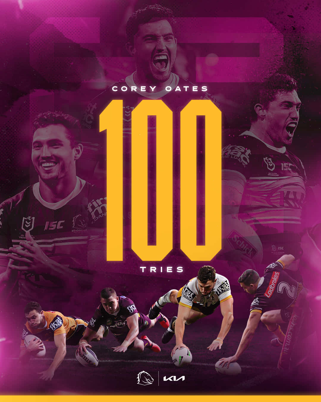 Corey Oates, purple, yellow number 100 tries, HD Phone Wallpaper