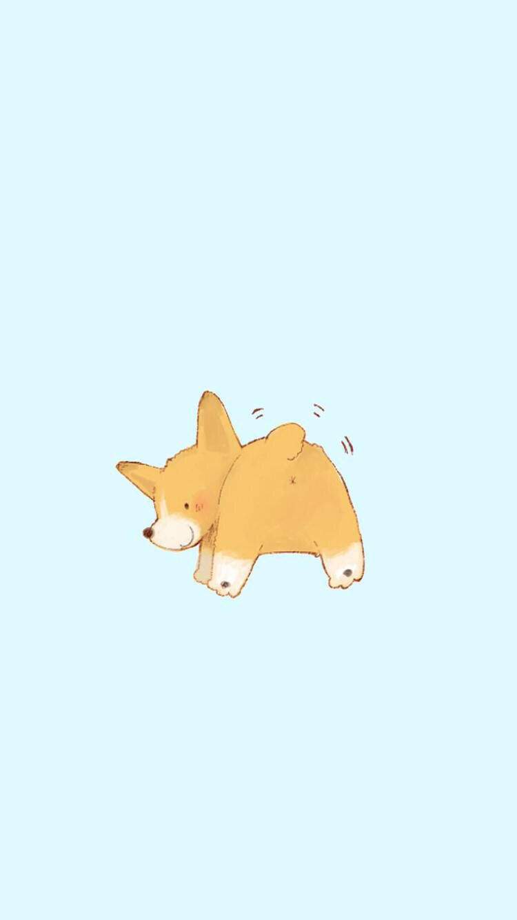 cartoon corgi, fluffy tan coat, white paws, HD Phone Wallpaper