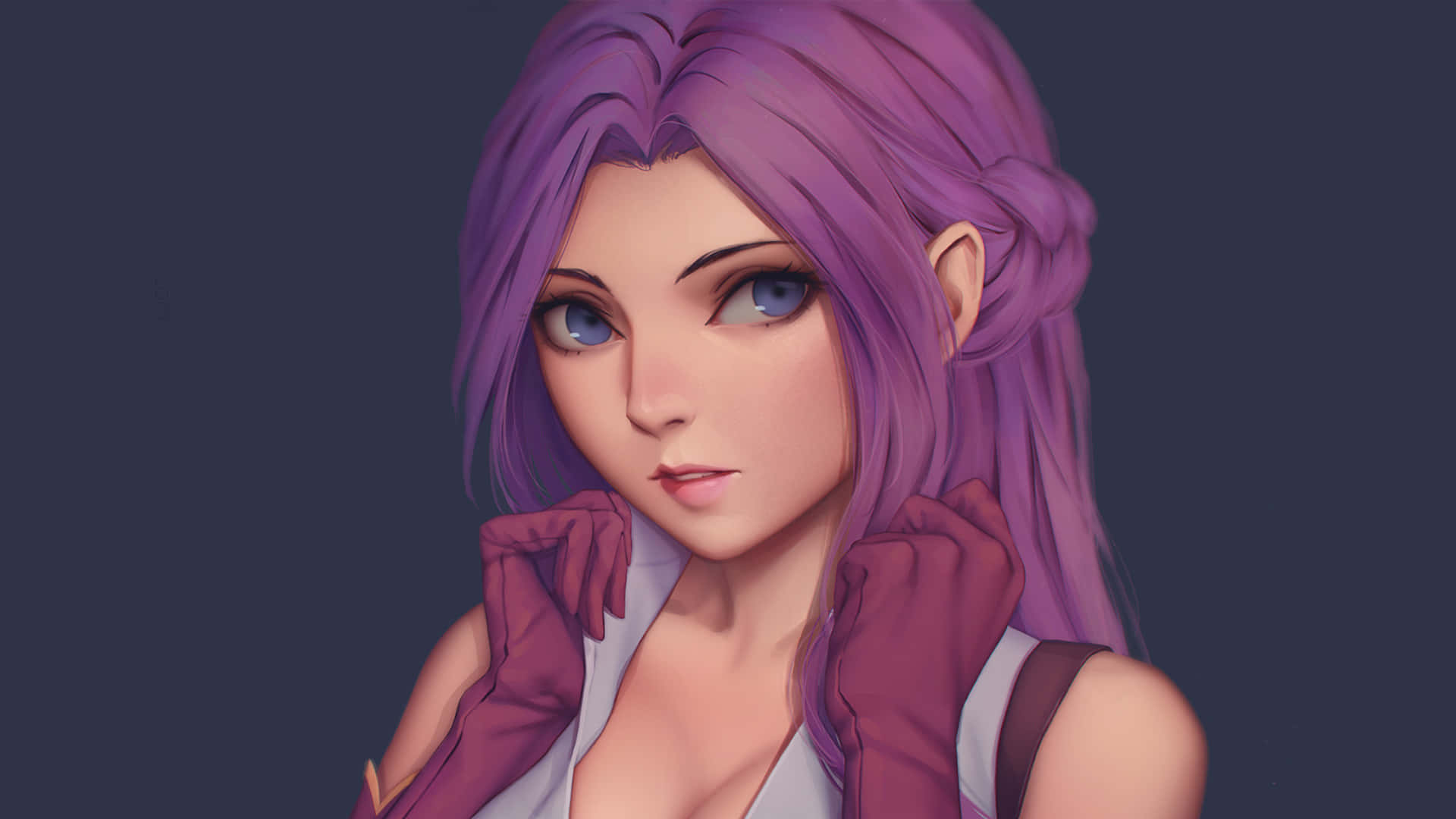 Cornelia Li Britannia, vibrant purple hair, blue eyes, Full HD Desktop Wallpaper
