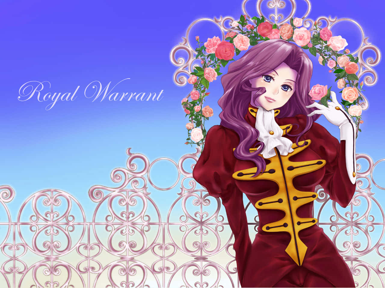 Cornelia li Britannia, purple-haired, red and gold dress, HD Desktop Wallpaper