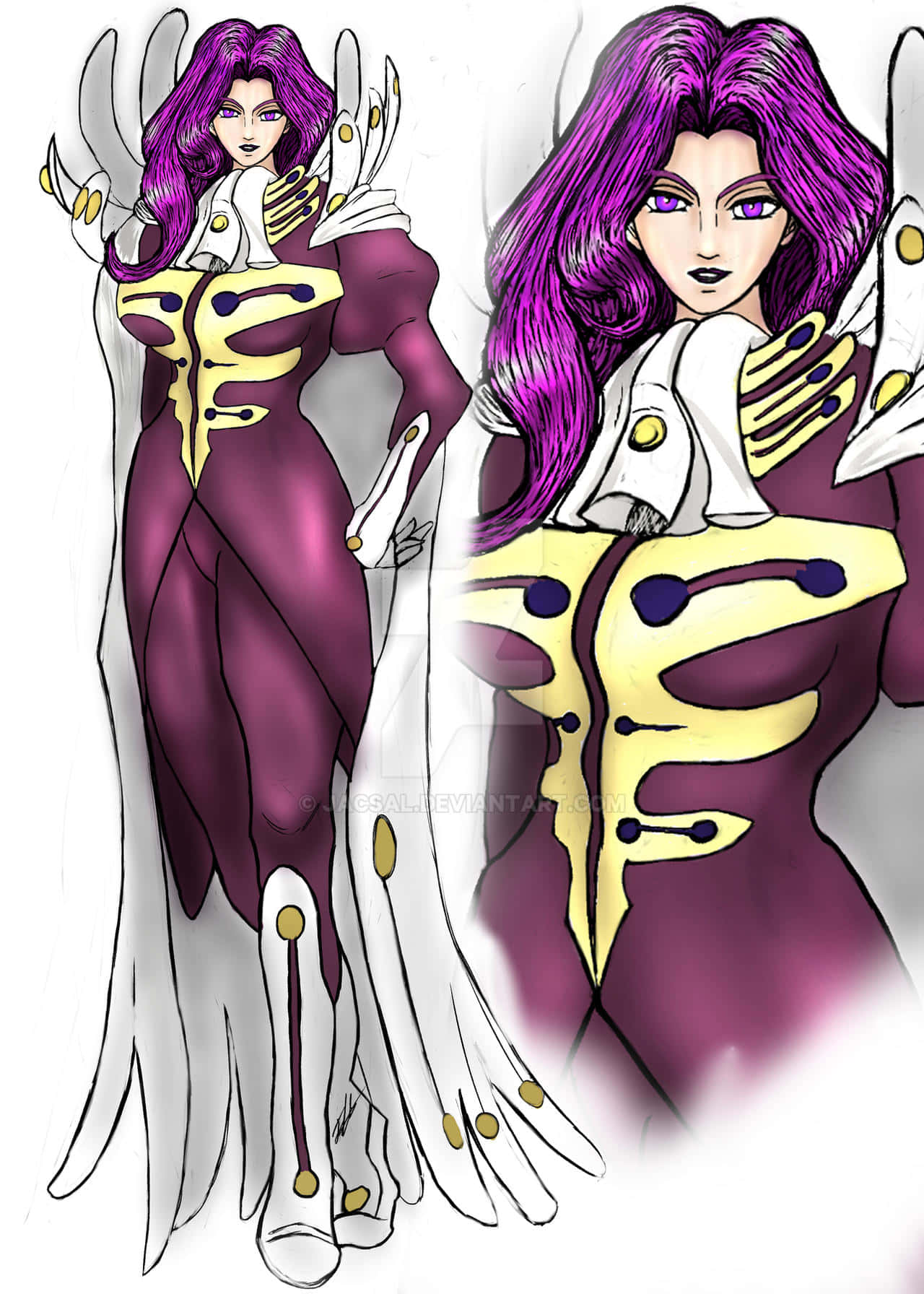Cornelia Li Britannia, purple hair, white feathered wings, HD Phone Wallpaper