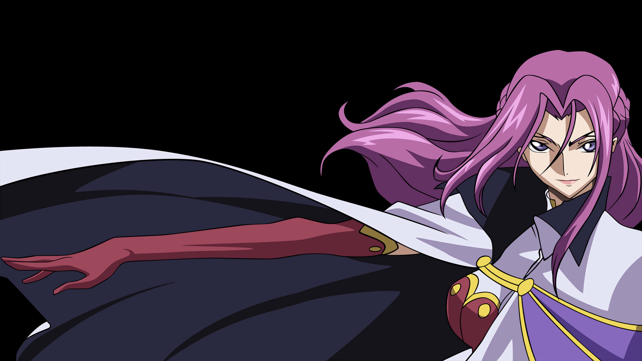 Cornelia li Britannia, purple hair, dark cape, 2K Desktop Wallpaper